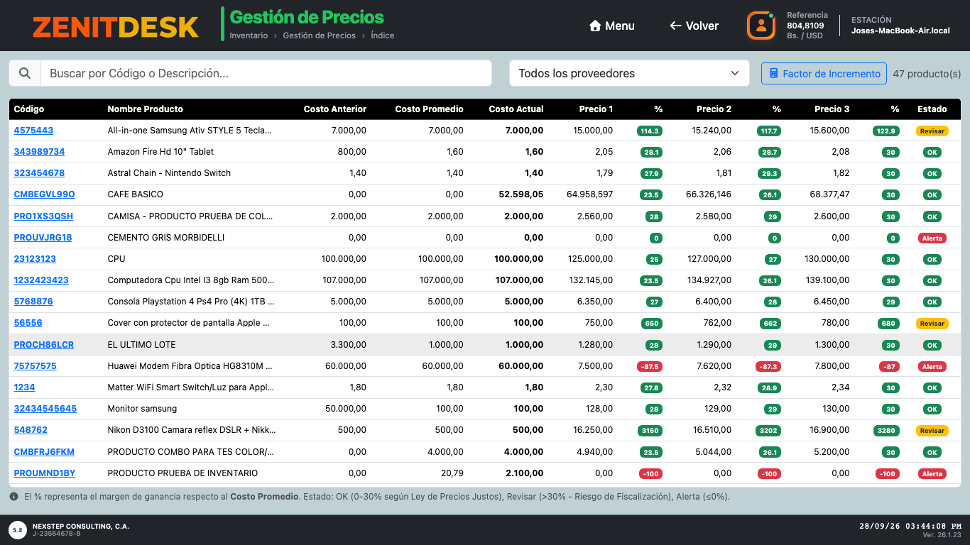 Gestión de Precios y Visor