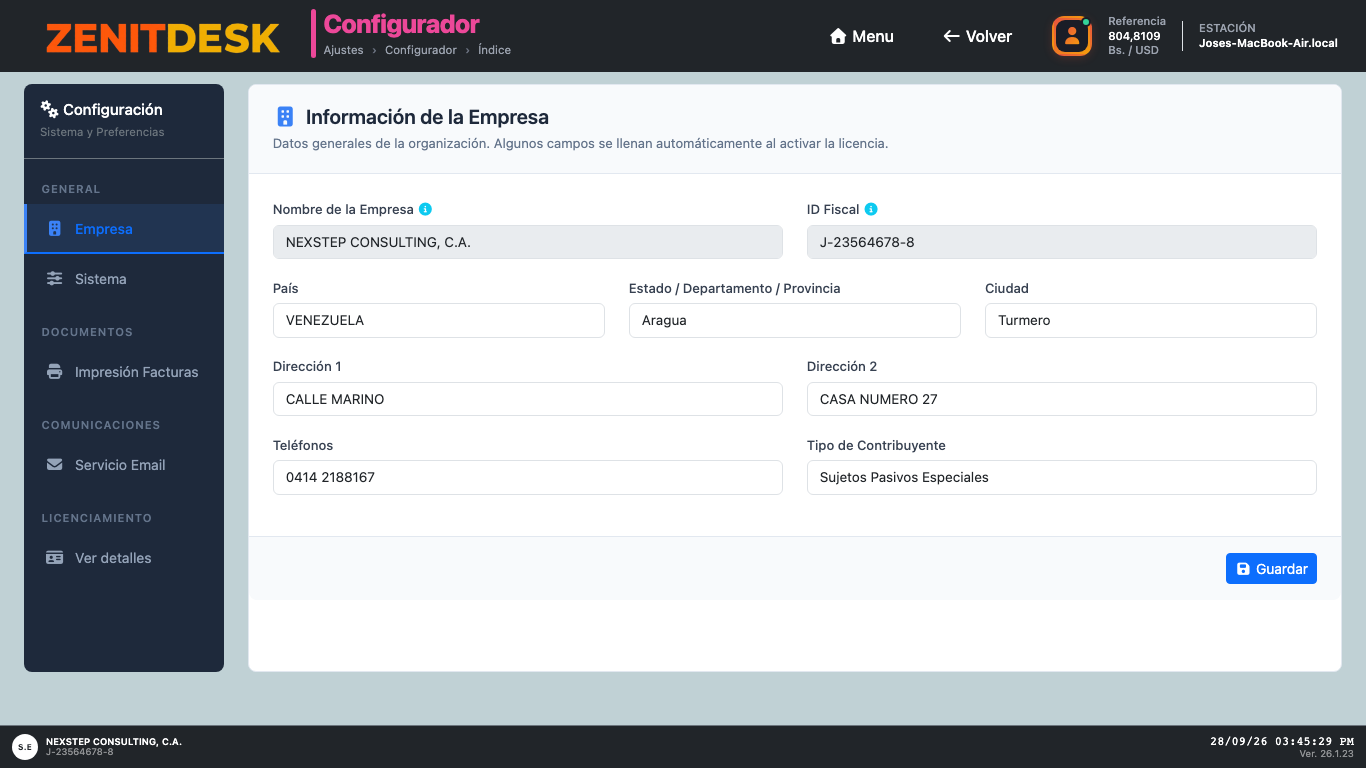 Configuración de la Empresa