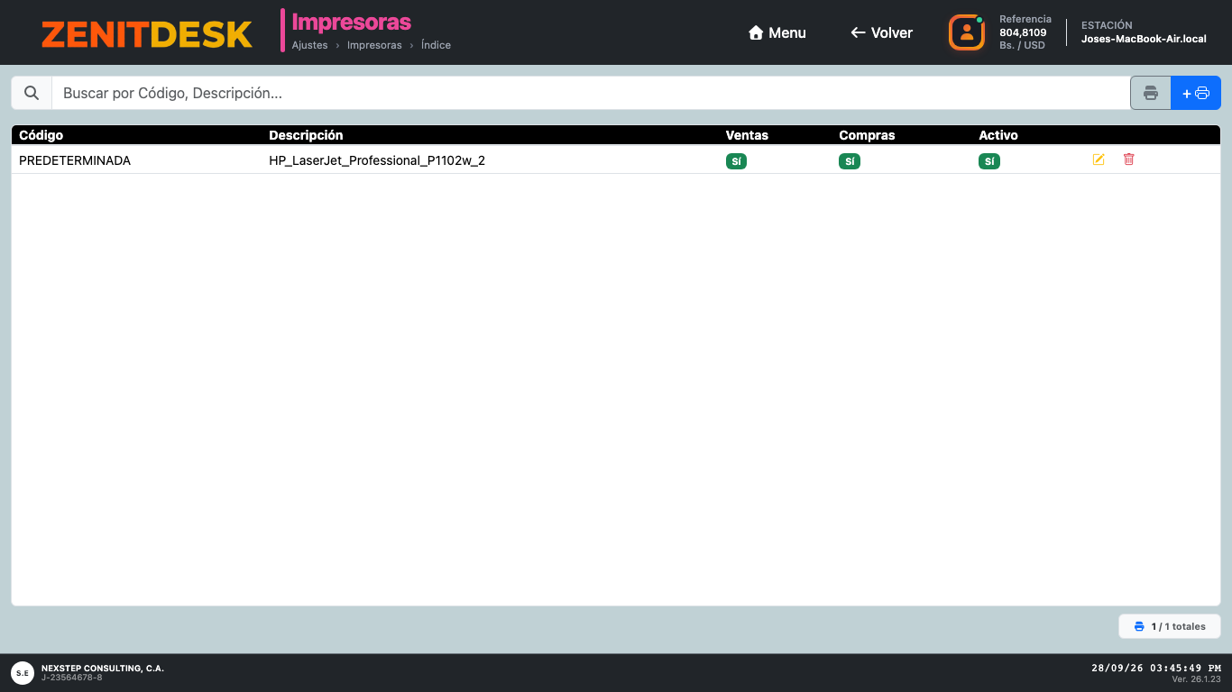 Impresoras, Estaciones y Plantillas