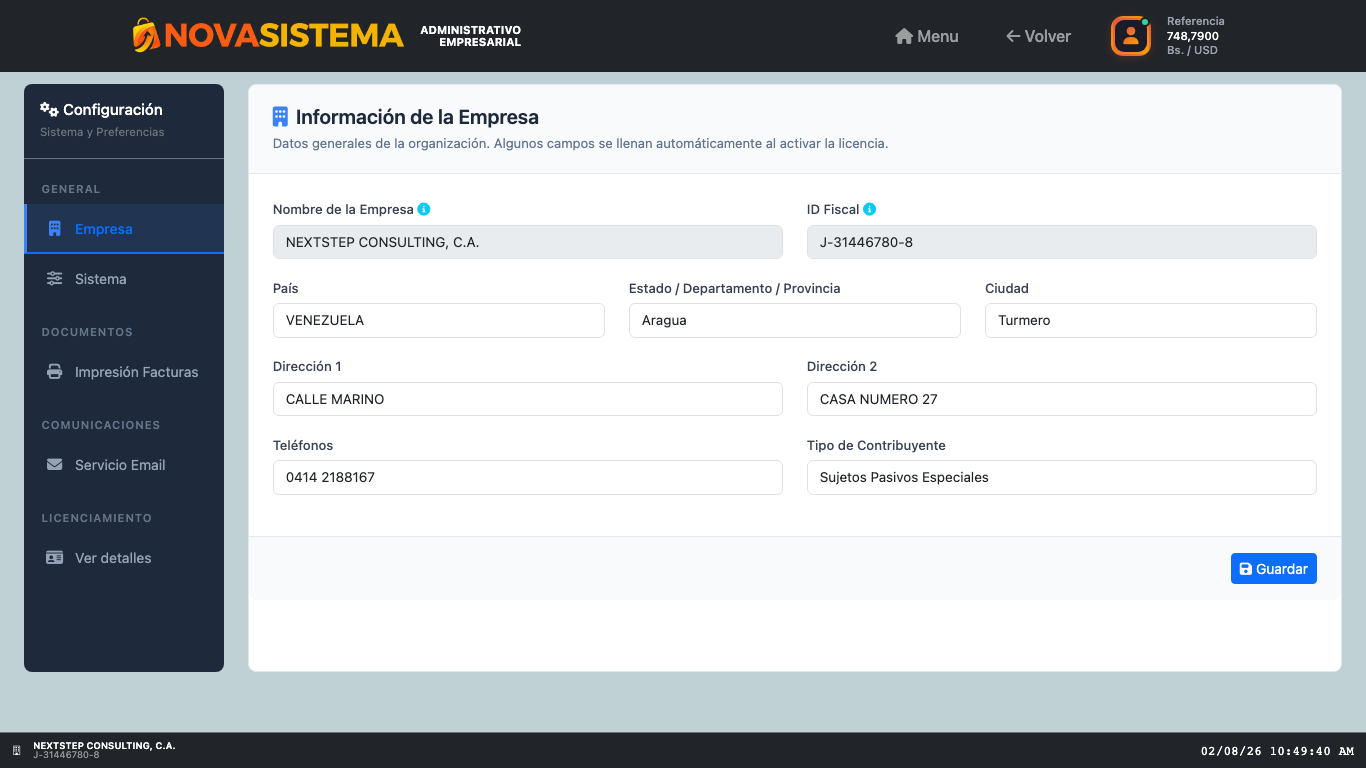 Configuración de la Empresa